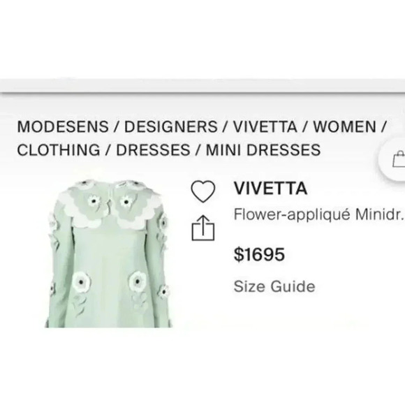 $1695 VIVETTA 3D EMBROIDERED BABY DOLL DRESS Sz 40 / S AquaMint Green - Picture 2 of 16